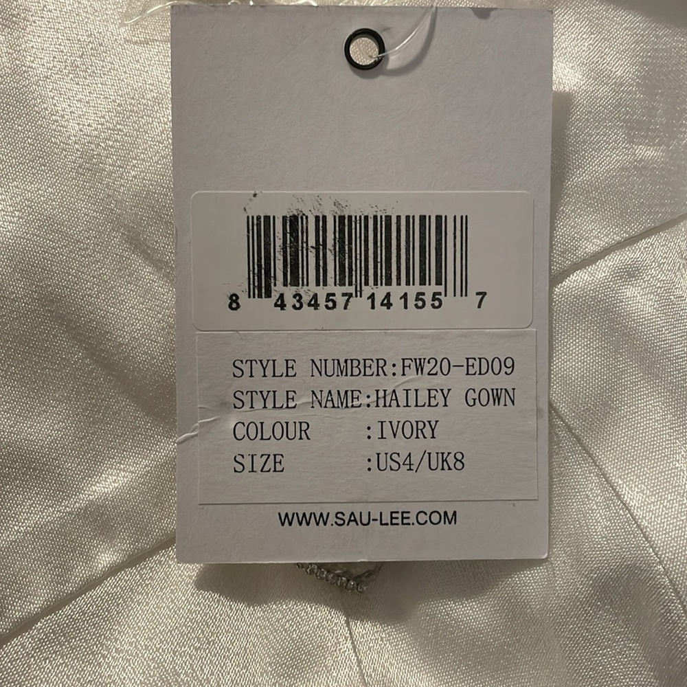 SAU LEE Hailey‎ Gown in Ivory Size 4 One Shoulder Low Back Maxi - Picture 4 of 7